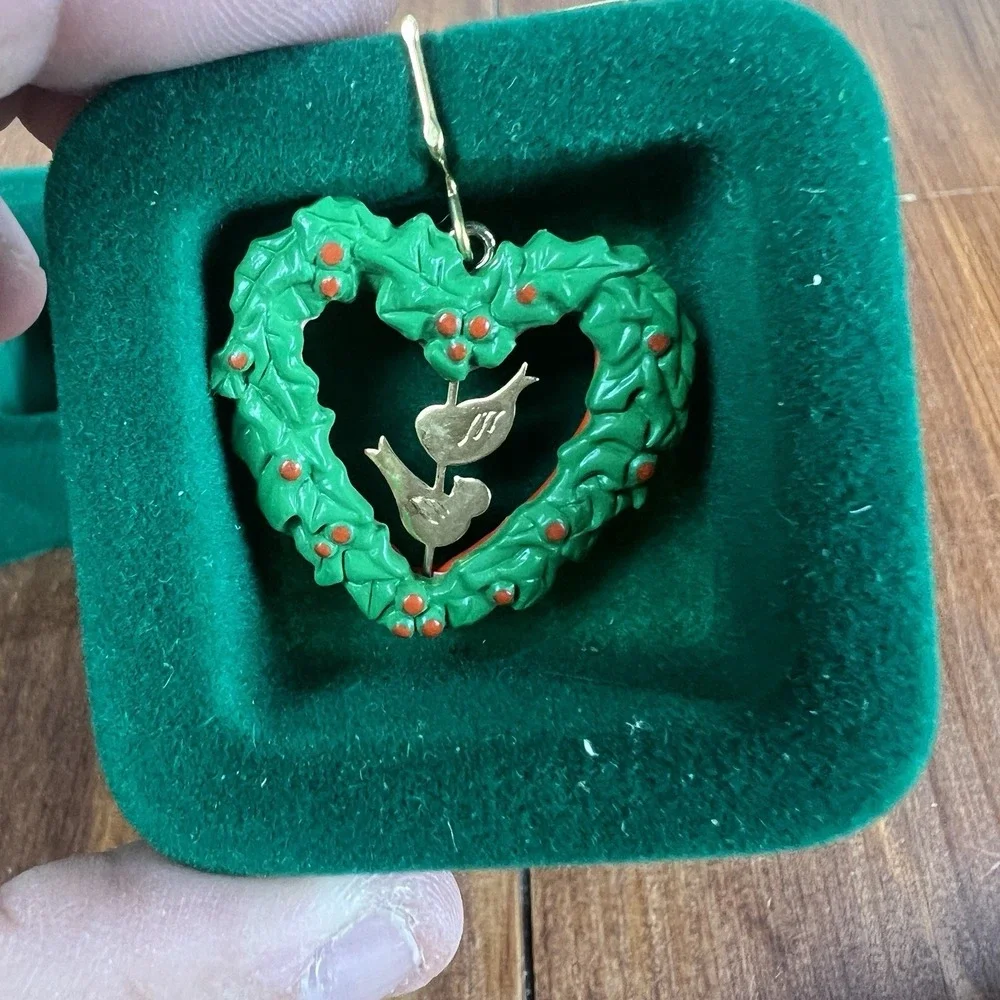 1989 Hallmark Keepsake Miniature Ornaments Lovebirds Old-World Santa Lot of 2